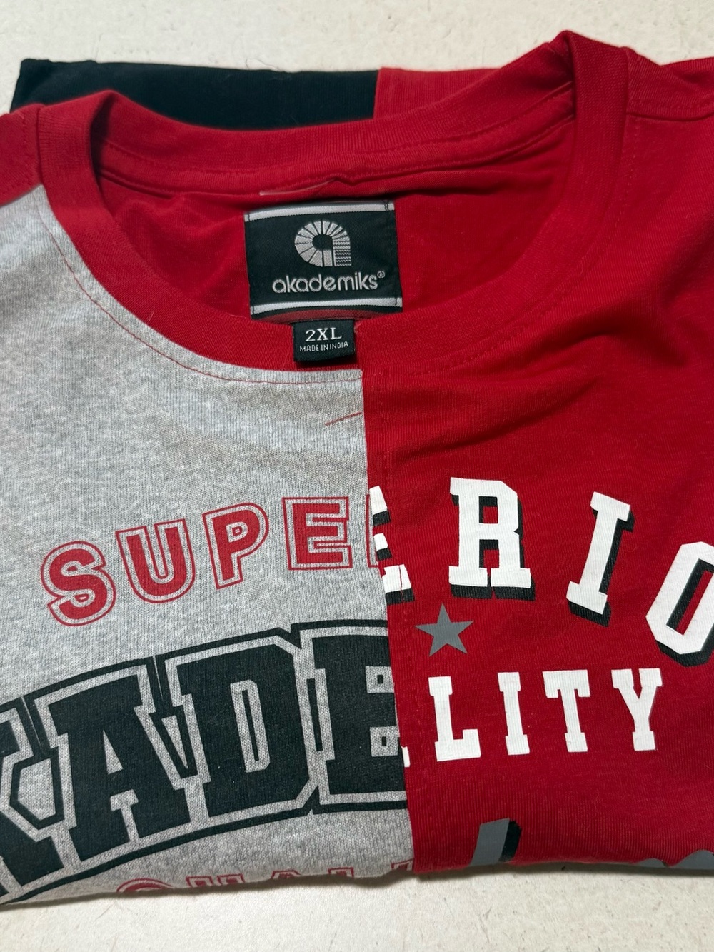 Akademiks Red and Gray Split Graphic Kids Tee 2XL